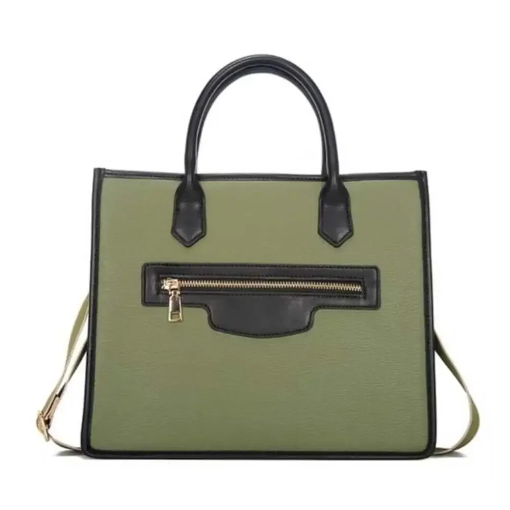 La Terre Fashion handbag, Olive Green, Black, Gold